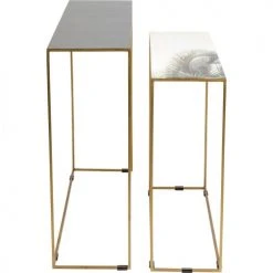 Kare Design Consoles Et Drapiers 2 Consoles En Acier Doré, Noir Et Blanc Imprimés Palmiers -Marquee Magasin 2 consoles en acier dore noir et blanc imprimes palmiers 4