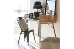 Hellin Consoles Et Drapiers Bureau En Bois Et Métal Au Piétement Fuselé Noir L126 -Marquee Magasin bureau en bois et metal au pietement fusele noir l126 2