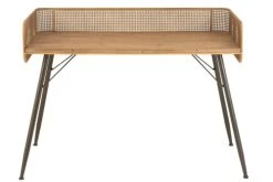 Hellin Consoles Et Drapiers Bureau En Bois Et Métal Au Piétement Fuselé Noir L126