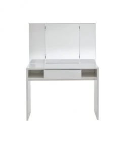 Calicosy Coiffeuses Coiffeuse 1 Tiroir 2 Niches Avec Miroir 3 Pans - Blanc -Marquee Magasin coiffeuse 1 tiroir 2 niches avec miroir 3 pans blanc 2