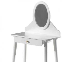 Marquee Magasin -Marquee Magasin coiffeuse 1 tiroir avec miroir en bois blanc 1