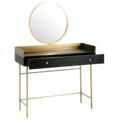 Maisons Du Monde Coiffeuses Coiffeuse 1 Tiroir En Acacia Massif Noir Et Métal Doré -Marquee Magasin coiffeuse 1 tiroir en acacia massif noir et metal dore 1000 3 11 176106 3