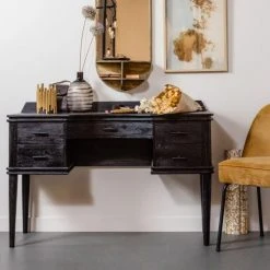 Bepurehome Consoles Et Drapiers Coiffeuse 5 Tiroirs En Bois Noir -Marquee Magasin coiffeuse 5 tiroirs en bois noir 1