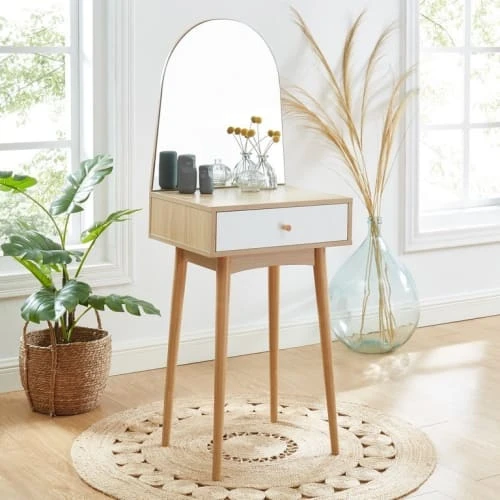 Baita Coiffeuses Coiffeuse Blanc Et Effet Chêne Miroir Inclus 4 Baita Coiffeuses Coiffeuse Blanc Et Effet Chêne Miroir Inclus – Image 2