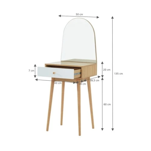 Baita Coiffeuses Coiffeuse Blanc Et Effet Chêne Miroir Inclus 7 Baita Coiffeuses Coiffeuse Blanc Et Effet Chêne Miroir Inclus – Image 5