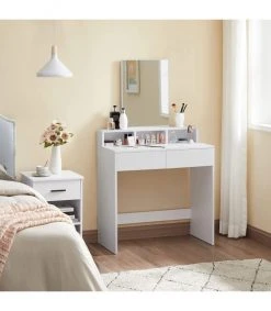 Marquee Magasin -Marquee Magasin coiffeuse blanche avec 1 miroir et 2 tiroirs l80 x h140 cm 1