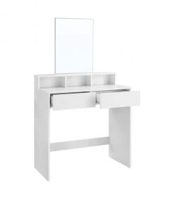 Calicosy Coiffeuses Coiffeuse Blanche Avec 1 Miroir Et 2 Tiroirs - L80 X H140 Cm