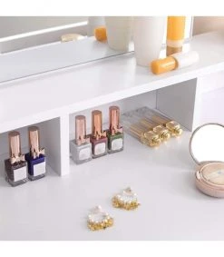 Calicosy Coiffeuses Coiffeuse Blanche Avec 1 Miroir Et 2 Tiroirs - L80 X H140 Cm -Marquee Magasin coiffeuse blanche avec 1 miroir et 2 tiroirs l80 x h140 cm 5