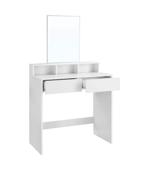 Calicosy Coiffeuses Coiffeuse Blanche Avec 1 Miroir Et 2 Tiroirs - L80 X H140 Cm -Marquee Magasin coiffeuse blanche avec 1 miroir et 2 tiroirs l80 x h140 cm