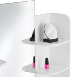 Tectake Coiffeuses Coiffeuse CAMILLE Avec Miroir Et Rangements Blanc -Marquee Magasin coiffeuse camille avec miroir et rangements blanc 3