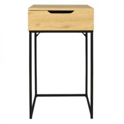 The Home Deco Factory Coiffeuses Coiffeuse Compacte Effet Bois Naturel Et Métal -Marquee Magasin coiffeuse compacte effet bois naturel et metal 3