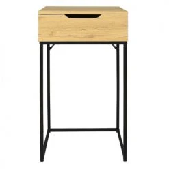 The Home Deco Factory Coiffeuses Coiffeuse Compacte Effet Bois Naturel Et Métal -Marquee Magasin coiffeuse compacte effet bois naturel et metal 4