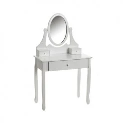Wadiga Coiffeuses Coiffeuse En Bois Blanc Avec Miroir -Marquee Magasin coiffeuse en bois blanc avec miroir 3