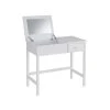 Wadiga Consoles Et Drapiers Coiffeuse En Bois Blanc Avec Miroir Et Rangements - 90x45x82cm -Marquee Magasin coiffeuse en bois blanc avec miroir et rangements 90x45x82cm