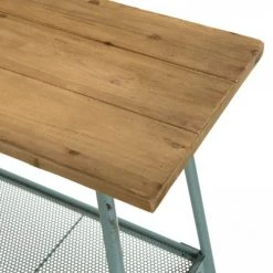 MACABANE Consoles Et Drapiers Console 1 étagère En Sapin Pieds Métal Bleu Clair -Marquee Magasin console 1 etagere en sapin pieds metal bleu clair 2