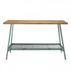 MACABANE Consoles Et Drapiers Console 1 étagère En Sapin Pieds Métal Bleu Clair -Marquee Magasin console 1 etagere en sapin pieds metal bleu clair 4