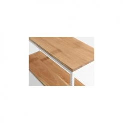 Custom Form Consoles Et Drapiers Console 2 Plateaux Chêne Pied Métal Blanc L100cm -Marquee Magasin console 2 plateaux chene pied metal blanc l100cm 2