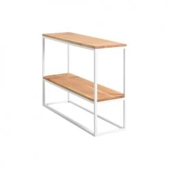 Custom Form Consoles Et Drapiers Console 2 Plateaux Chêne Pied Métal Blanc L100cm