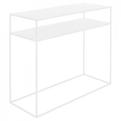 Custom Form Consoles Et Drapiers Console 2 Plateaux En Métal Thermolaquél Blanc L100cm
