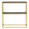 Meubles & Design Consoles Et Drapiers Console 2 Plateaux En Verre Dépoli Effet Marbre Et Métal Doré Or -Marquee Magasin console 2 plateaux en verre depoli effet marbre et metal dore or