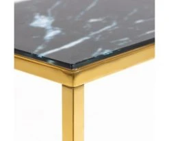 Meubles & Design Consoles Et Drapiers Console 2 Plateaux En Verre Dépoli Effet Marbre Et Métal Doré Or -Marquee Magasin console 2 plateaux en verre depoli effet marbre et metal dore or 4