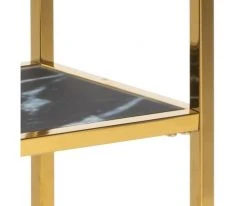 Meubles & Design Consoles Et Drapiers Console 2 Plateaux En Verre Dépoli Effet Marbre Et Métal Doré Or -Marquee Magasin console 2 plateaux en verre depoli effet marbre et metal dore or 5