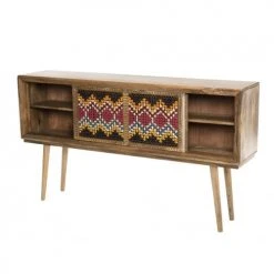 MACABANE Consoles Et Drapiers Console 2 Portes Coulissantes 1 étagère En Manguier -Marquee Magasin console 2 portes coulissantes 1 etagere en manguier 11