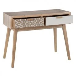 Altobuy Consoles Et Drapiers Console 2 Tiroirs Avec Motifs Géométriques Blancs -Marquee Magasin console 2 tiroirs avec motifs geometriques blancs 2