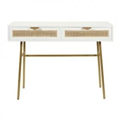 Jardideco Consoles Et Drapiers Console 2 Tiroirs Bois Blanc -Marquee Magasin console 2 tiroirs bois blanc 2