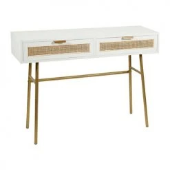 Jardideco Consoles Et Drapiers Console 2 Tiroirs Bois Blanc