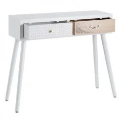 Altobuy Consoles Et Drapiers Console 2 Tiroirs Bois Massif Et Motif Floral -Marquee Magasin console 2 tiroirs bois massif et motif floral 2