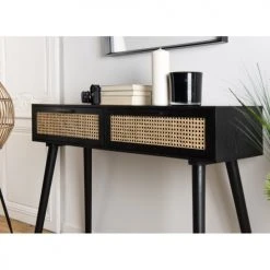 MACABANE Consoles Et Drapiers Console 2 Tiroirs Cannage Noir -Marquee Magasin console 2 tiroirs cannage noir 2