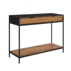 Rendez Vous Déco Consoles Et Drapiers Console 2 Tiroirs En Bois D'acacia Et Pieds En Métal Noir