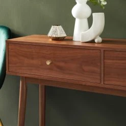 Drawer Consoles Et Drapiers Console 2 Tiroirs En Bois L120cm Noyer -Marquee Magasin console 2 tiroirs en bois l120cm noyer 5