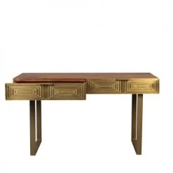 Dutchbone Consoles Et Drapiers Console 2 Tiroirs En Bois Or -Marquee Magasin console 2 tiroirs en bois or 4