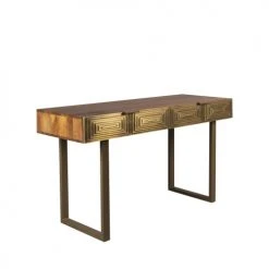 Dutchbone Consoles Et Drapiers Console 2 Tiroirs En Bois Or -Marquee Magasin console 2 tiroirs en bois or 5
