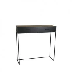 Pomax Consoles Et Drapiers Console 2 Tiroirs En Fer Et Bois Et Métal