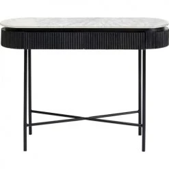 Kare Design Consoles Et Drapiers Console 2 Tiroirs En Marbre Blanc Et Manguier Massif Noir