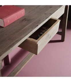 Signature Consoles Et Drapiers Console 2 Tiroirs En Orme Vieillit L180 X H76cm - Marron -Marquee Magasin console 2 tiroirs en orme vieillit l180 x h76cm marron 2