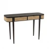 Meubles & Design Consoles Et Drapiers Console 2 Tiroirs En Rotin Et Bois Noir -Marquee Magasin console 2 tiroirs en rotin et bois noir
