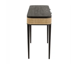 Meubles & Design Consoles Et Drapiers Console 2 Tiroirs En Rotin Et Bois Noir -Marquee Magasin console 2 tiroirs en rotin et bois noir 2