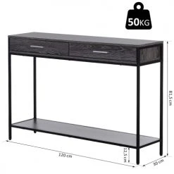 Homcom Consoles Et Drapiers Console 2 Tiroirs étagère Gris -Marquee Magasin console 2 tiroirs etagere gris 2