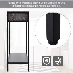 Homcom Consoles Et Drapiers Console 2 Tiroirs étagère Gris -Marquee Magasin console 2 tiroirs etagere gris 5