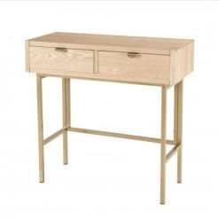 MACABANE Consoles Et Drapiers Console 2 Tiroirs Pieds Métal Doré