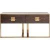 Kare Design Consoles Et Drapiers Console 2 Tiroirs Rétro Marron Et Acier Doré -Marquee Magasin console 2 tiroirs retro marron et acier dore