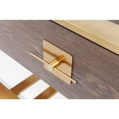 Kare Design Consoles Et Drapiers Console 2 Tiroirs Rétro Marron Et Acier Doré -Marquee Magasin console 2 tiroirs retro marron et acier dore 3