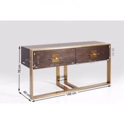 Kare Design Consoles Et Drapiers Console 2 Tiroirs Rétro Marron Et Acier Doré -Marquee Magasin console 2 tiroirs retro marron et acier dore 4