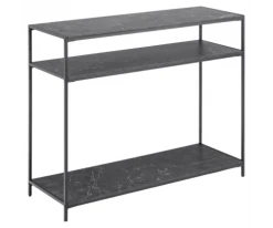 Meubles & Design Consoles Et Drapiers Console 3 Plateaux Effet Marbre Noir -Marquee Magasin console 3 plateaux effet marbre noir 2