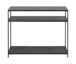 Meubles & Design Consoles Et Drapiers Console 3 Plateaux Effet Marbre Noir