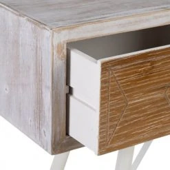 Altobuy Consoles Et Drapiers Console 3 Tiroirs Blanc Et Naturel Aspect Vieilli -Marquee Magasin console 3 tiroirs blanc et naturel aspect vieilli 5